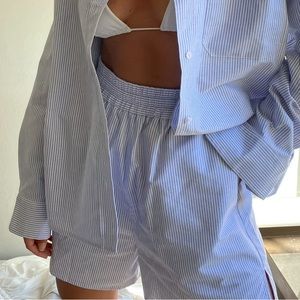 Djerf Avenue Breezy Shorts Blue Stripe